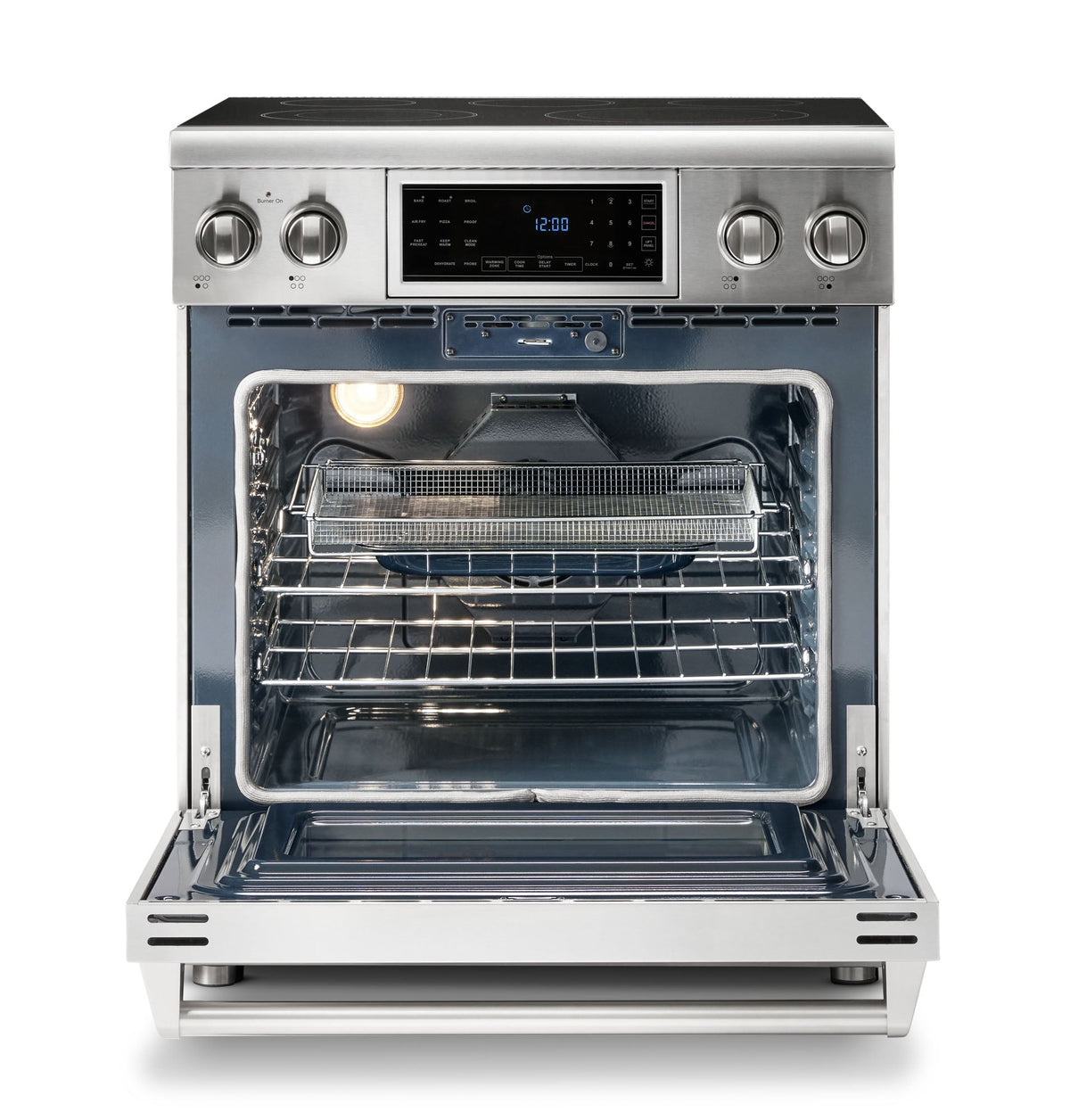 Thor Kitchen 5-Piece Appliance Package - 30-Inch Electric Range with Tilt Panel, French Door Refrigerator, Wall Mount Hood, Dishwasher, and Microwave Drawer in Stainless Steel