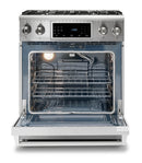 Thor Kitchen 5-Piece Appliance Package - 30-Inch Gas Range with Tilt Panel, Refrigerator with Water Dispenser, Dishwasher, Microwave Drawer, & Wine Cooler in Stainless Steel