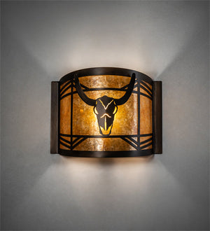 Meyda 12" Wide Steer Skull Wall Sconce 20760