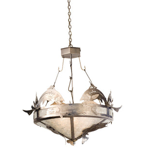 Meyda 39"W Catch of the Day Trout & Pike Inverted Pendant '21013