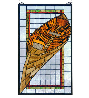 Meyda 15" Wide X 25" High Guideboat Stained Glass Window '21439