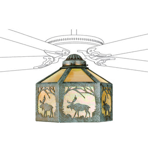 Meyda 13"W Lone Moose Fan Light Shade '22243
