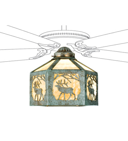 Meyda 13"W Lone Elk Fan Light Shade '22342