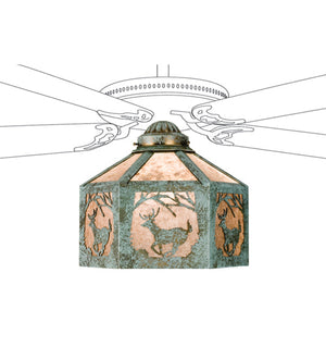 Meyda 13"W Lone Elk Fan Light Shade '22342