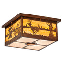 Meyda 18" Square Deer at Lake Flushmount '224116