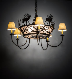 Meyda 35" Wide Elk on the Loose 5 Light Chandelier '225914