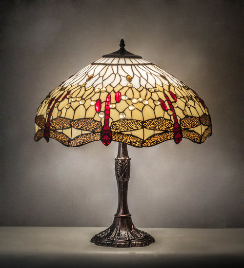 Meyda  26" High Tiffany Hanginghead Dragonfly Table Lamp- 232803
