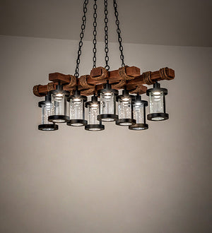 Meyda 42" Long Wood Beam 8 Light Chandelier 237422