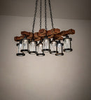 Meyda 42" Long Wood Beam 8 Light Chandelier 237422