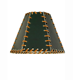 Meyda 7"W X 5"H Faux Leather Green Hexagon Shade '24176