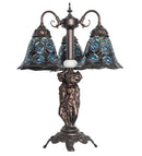 Meyda 23" High Tiffany Peacock Feather 3 Light Table Lamp- 245482