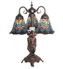 Meyda 23" High Tiffany Peacock Feather 3 Light Table Lamp- 245482
