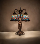 Meyda 23" High Tiffany Peacock Feather 3 Light Table Lamp- 245482