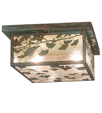 Meyda 14" Square Hyde Park Ginkgo Flushmount '251383