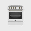 Forno Espresso Package - 30" Electric Range, Range Hood, and Refrigerator in Stainless, White, or Black