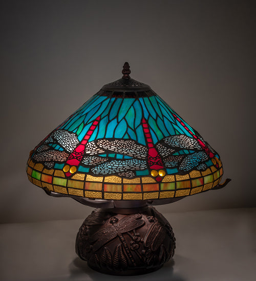 Meyda 17" High Tiffany Dragonfly Table Lamp - 261259