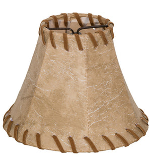 Meyda 6"W X 4.5"H Faux Leather Tan Hexagon Shade '26349