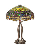 Meyda 33" High Tiffany Hanginghead Dragonfly Table Lamp - 265224