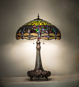 Meyda 31" High Tiffany Hanginghead Dragonfly Table Lamp- 265347