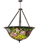 Meyda 38" Wide Tiffany Rosebush Inverted Pendant 26554