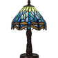 Meyda 12"H Tiffany Hanginghead Dragonfly W/Mosaic Base Mini Lamp - 26617