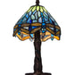 Meyda 12"H Tiffany Hanginghead Dragonfly W/Mosaic Base Mini Lamp - 26617