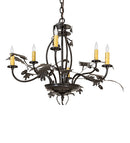 Meyda 28" Wide Oak Leaf & Acorn 6 Light Chandelier '266817