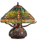 Meyda 17"H Tiffany Dragonfly w/Tiffany Mosaic Base Table Lamp '26681