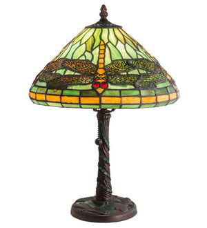 Meyda 16"H Tiffany Dragonfly w/ Twisted Fly Mosaic Base Accent Lamp - 27158