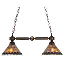 Meyda 32.5"L Tiffany Jeweled Peacock 2 LT Island Pendant 27411