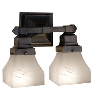 Meyda 13"W Bungalow White Alabaster Swirl 2 LT Wall Sconce '27622