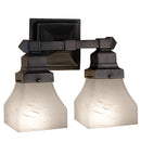 Meyda 13"W Bungalow White Alabaster Swirl 2 LT Wall Sconce '27622