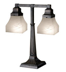 Meyda 20"H Bungalow White Alabaster Swirl 2 Arm Desk Lamp 27625