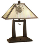 Meyda 20"H Winter Pine Oblong Table Lamp 28643