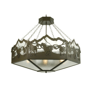 Meyda 48" Wide Running Horses Inverted Pendant 28985