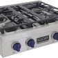 Kucht 30-Inch 4 Burner Gas Rangetop in Stainless Steel with Royal Blue Knob (KFX309T-B)