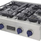 Kucht 30-Inch 4 Burner Gas Rangetop in Stainless Steel with Royal Blue Knob (KFX309T-B)
