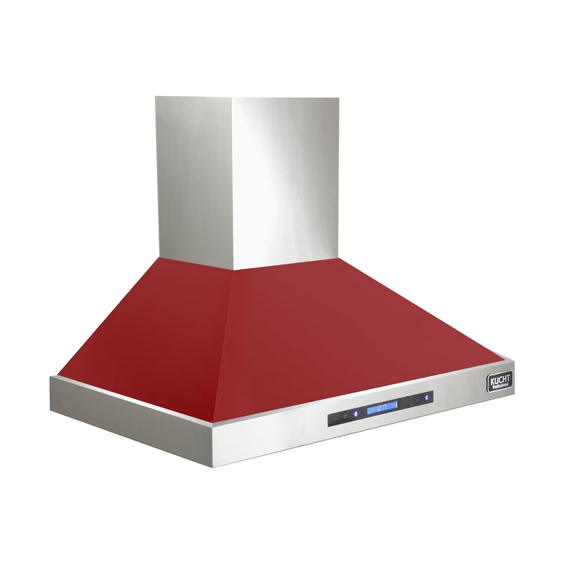 Kucht 36-Inch Wall Mounted Hood 900 CFM in Red KRH3615A-R