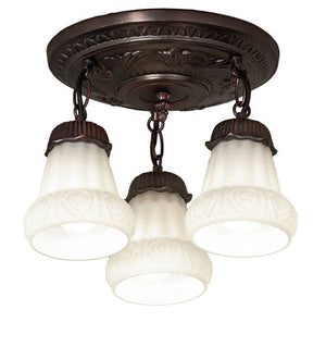 Meyda 12" Wide White Puffy Rose 3 Light Semi-Flushmount '30543