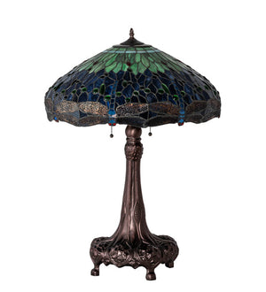 Meyda 31" High Tiffany Hanginghead Dragonfly Table Lamp - 31112