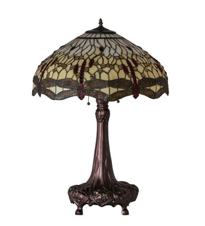 Meyda 31" High Tiffany Hanginghead Dragonfly Table Lamp - 31664