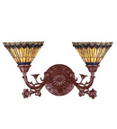 Meyda 21"W Tiffany Jeweled Peacock 2 LT Wall Sconce 31971