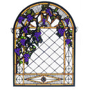 Meyda 16"W X 22"H Grape Diamond Trellis Stained Glass Window 38656