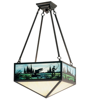 Meyda 16.5"Sq Fly Fishing Creek Semi-Flushmount 38682
