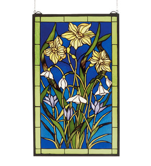Meyda 15"W X 25"H Spring Bouquet Stained Glass Window 38738