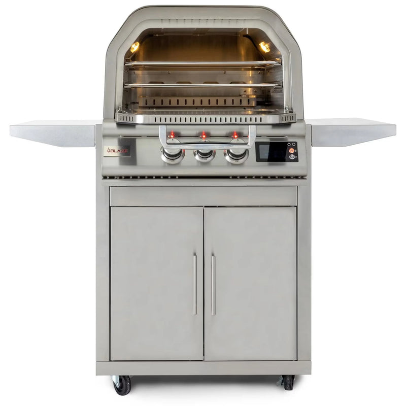 Blaze 26-Inch Freestanding Natural Gas Outdoor Pizza Oven with Rotisserie & Cart