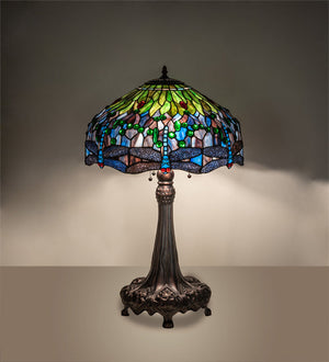 Meyda 31" High Tiffany Hanginghead Dragonfly Table Lamp - 47552