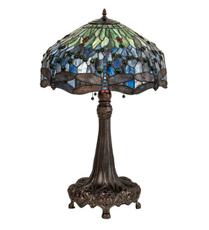Meyda 31" High Tiffany Hanginghead Dragonfly Table Lamp - 47552
