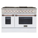 Kucht Signature 48-Inch Pro-Style Dual Fuel Range in Stainless Steel with White Oven Door & Gold KDF482-W-GOLD