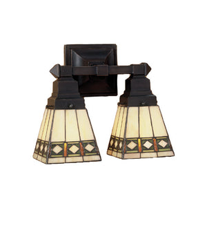 Meyda 12"W Diamond Band Mission 2 LT Wall Sconce '48192